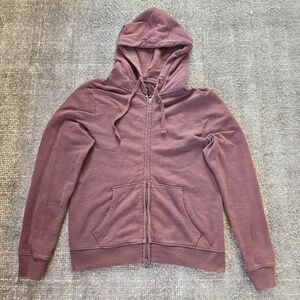 AllSaints Wilde Hoody Full Zip Up Hoodie Burgundy Mens Large Cotton